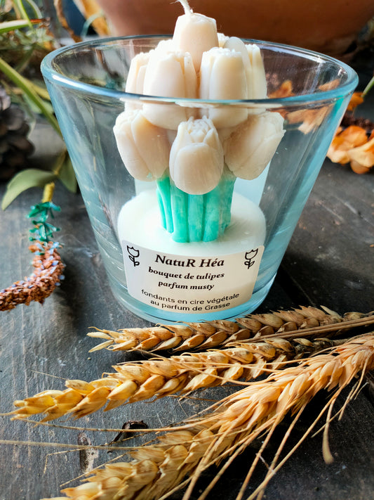 Bougie bouquet de tulipes - Musty/ bougie artisanale parfumée