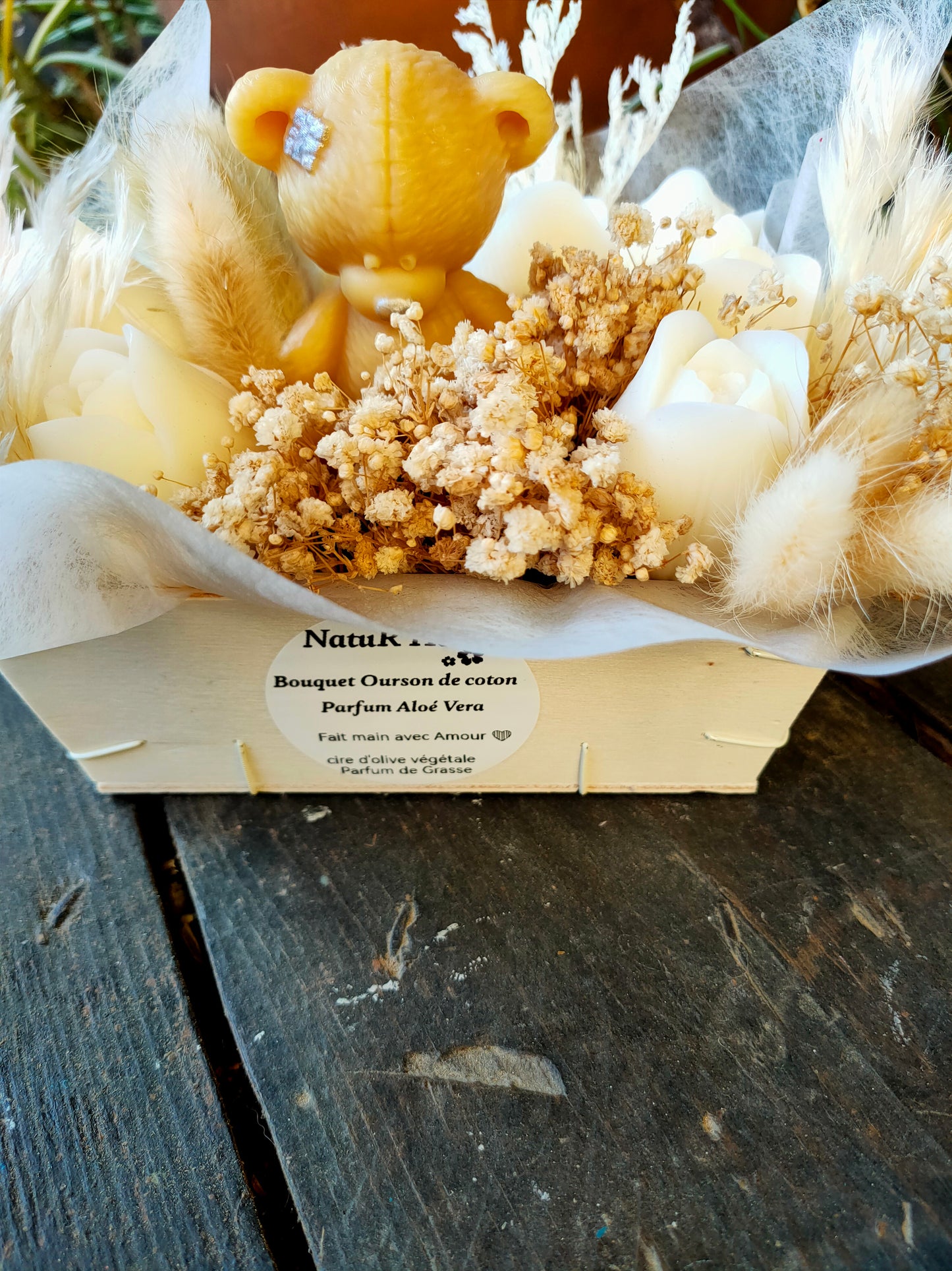 Bouquet Ourson de coton Parfum aloé Vera